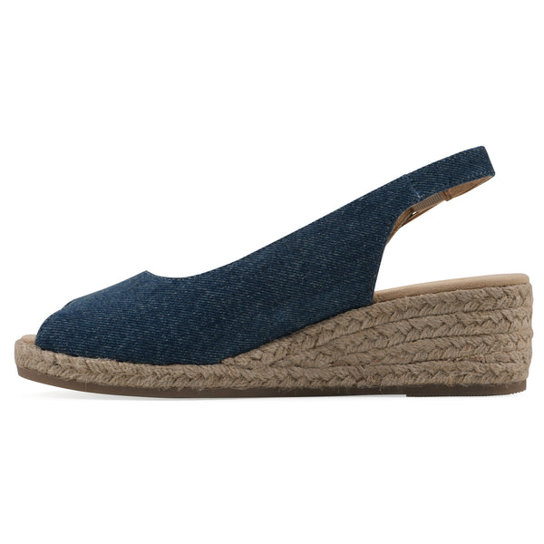 Summit By White Mountain Maize Wedge - Dark Blue Denim Fabric