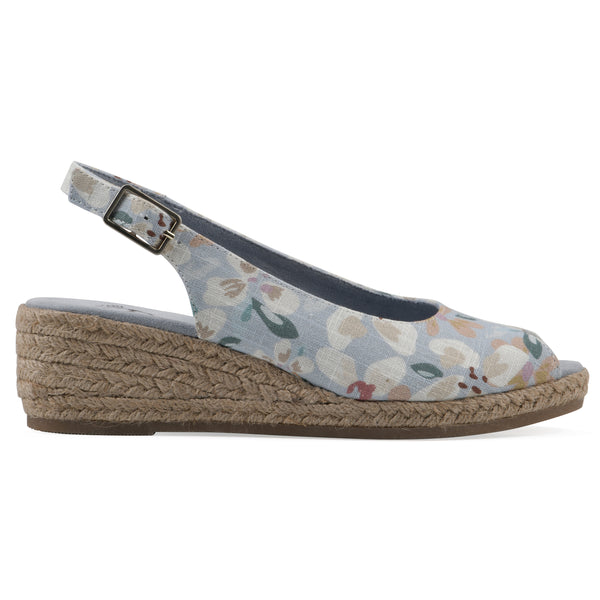 Summit By White Mountain Maize Wedge - Light Blue Floral Fabric
