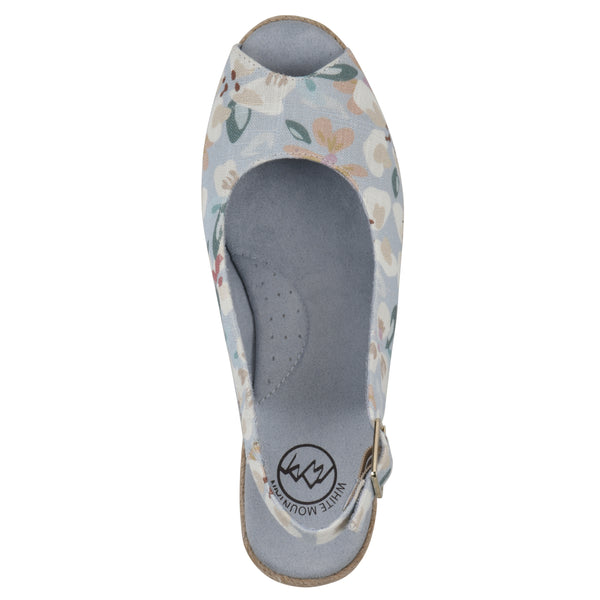 Summit By White Mountain Maize Wedge - Light Blue Floral Fabric