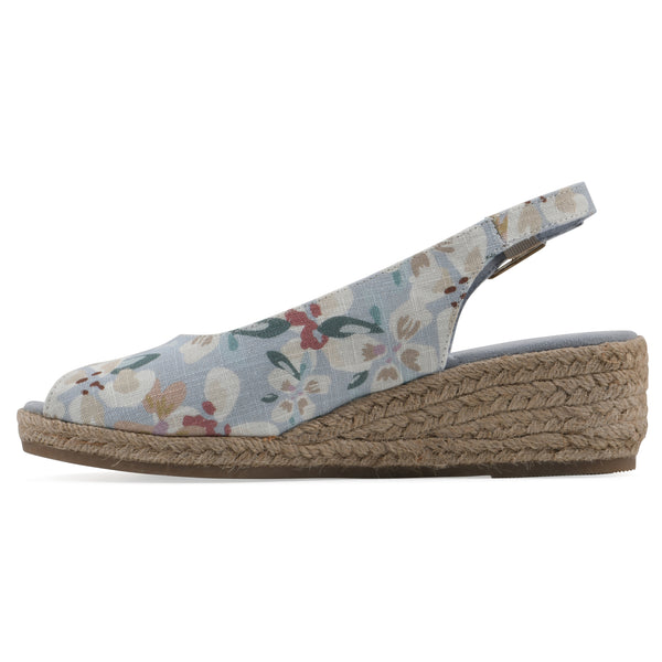 Summit By White Mountain Maize Wedge - Light Blue Floral Fabric