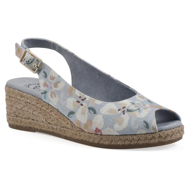 summit by white mountain Maize Wedge - Light Blue Floral Fabric