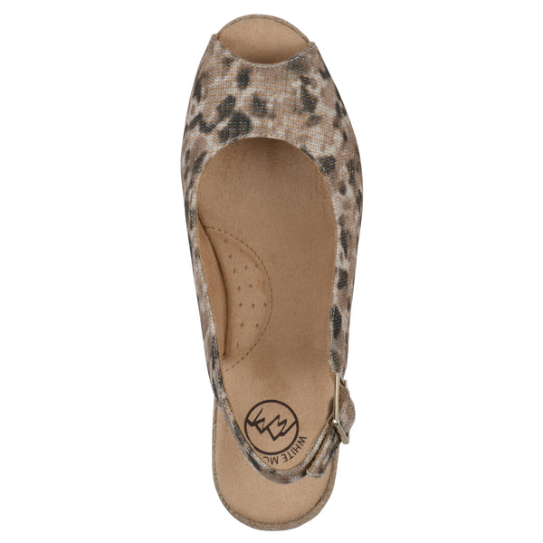 Summit By White Mountain Maize Wedge - Natural Metallic Leopard Fabric