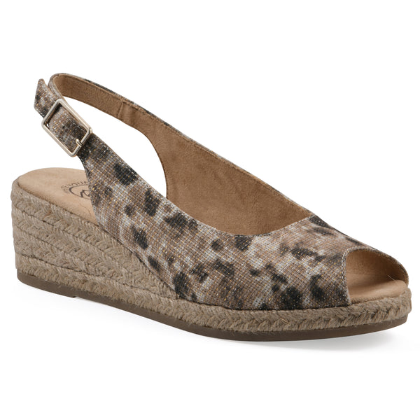 summit by white mountain Maize Wedge - Natural Metallic Leopard Fabric