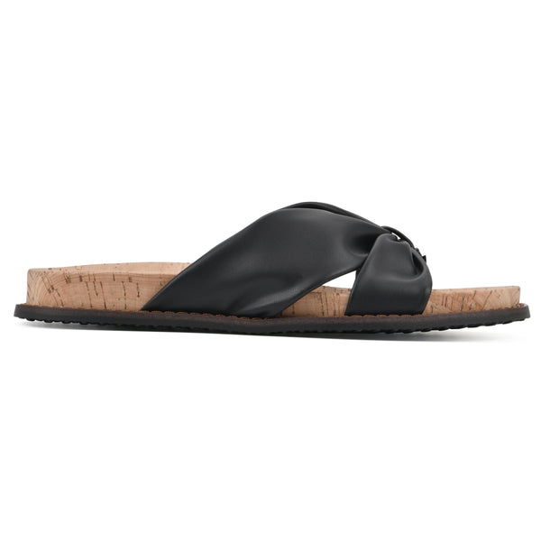 Summit By White Mountain Malanga Footbeds Sandal - Black Faux Leather