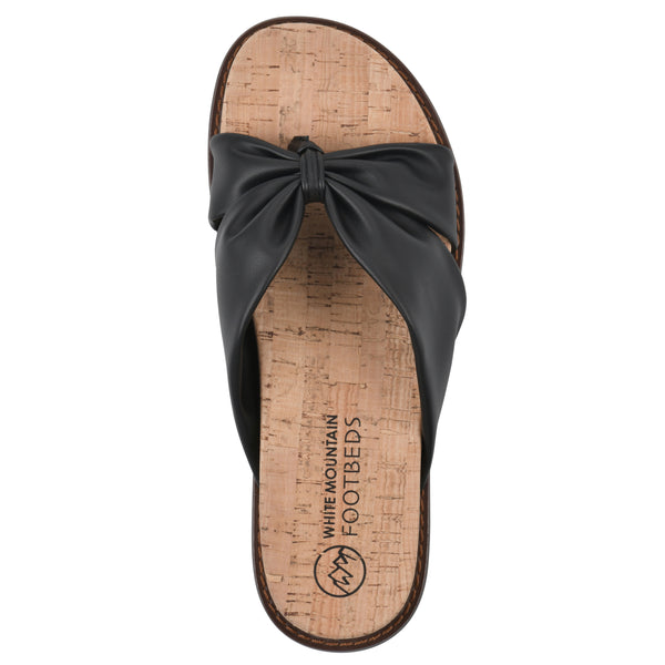 Summit By White Mountain Malanga Footbeds Sandal - Black Faux Leather