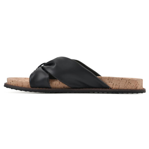Summit By White Mountain Malanga Footbeds Sandal - Black Faux Leather
