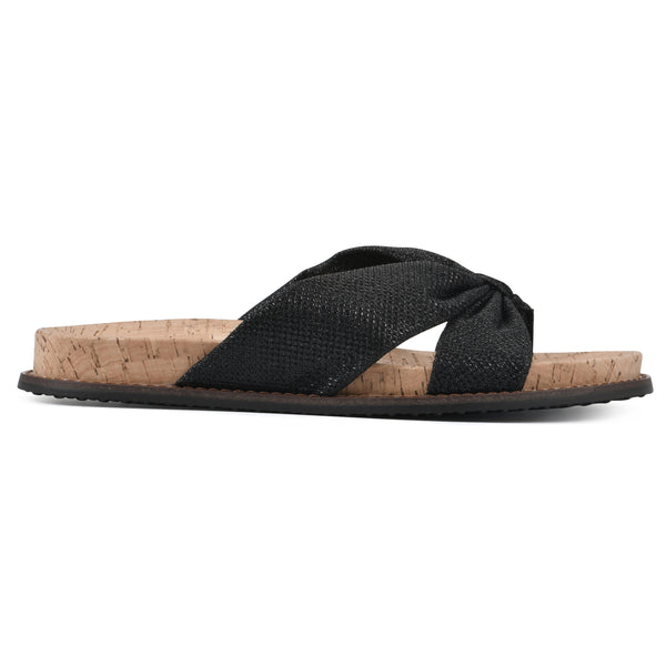 Summit By White Mountain Malanga Footbeds Sandal - Black Glitter Fabric
