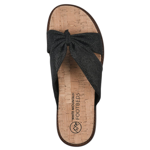 Summit By White Mountain Malanga Footbeds Sandal - Black Glitter Fabric