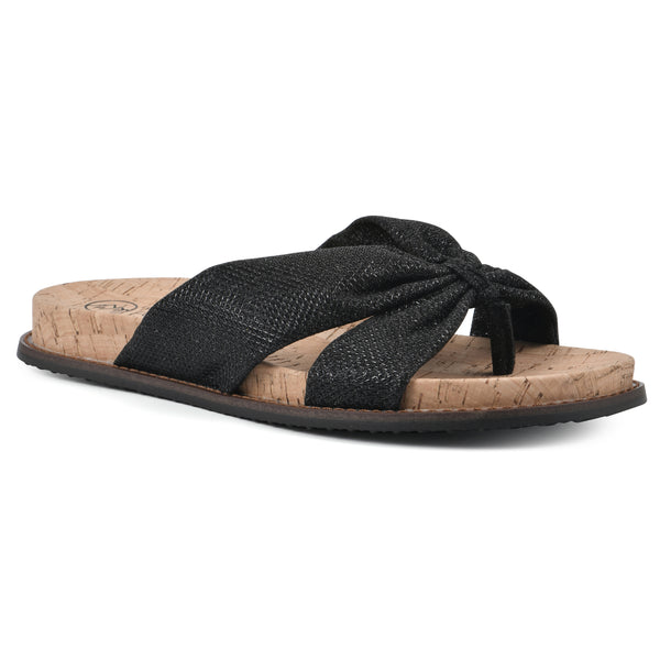 summit by white mountain Malanga Footbeds Sandal - Black Glitter Fabric