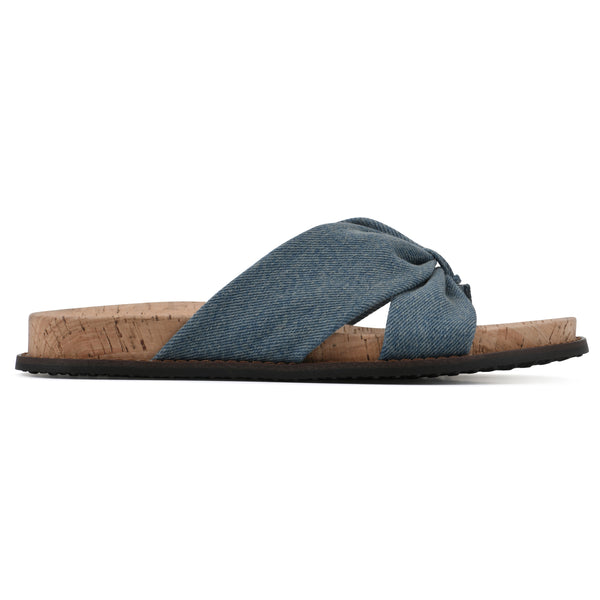 Summit By White Mountain Malanga Footbeds Sandal - Denim Blue Fabric
