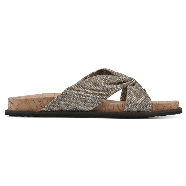 Summit By White Mountain Malanga Footbeds Sandal - Light Gold Glitter Fabric