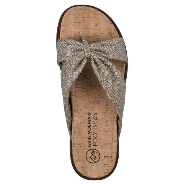 Summit By White Mountain Malanga Footbeds Sandal - Light Gold Glitter Fabric