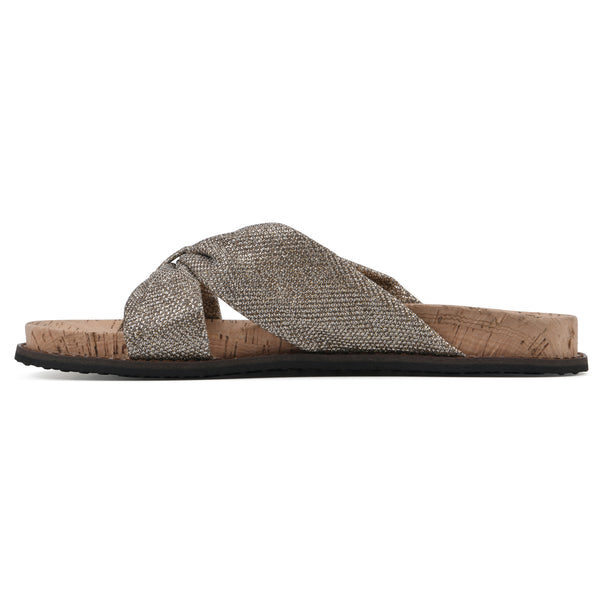 Summit By White Mountain Malanga Footbeds Sandal - Light Gold Glitter Fabric