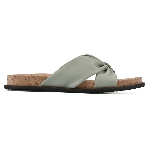 Summit By White Mountain Malanga Footbeds Sandal - Pale Green Faux Leather