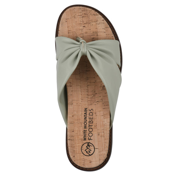Summit By White Mountain Malanga Footbeds Sandal - Pale Green Faux Leather