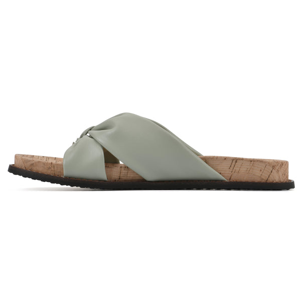 Summit By White Mountain Malanga Footbeds Sandal - Pale Green Faux Leather