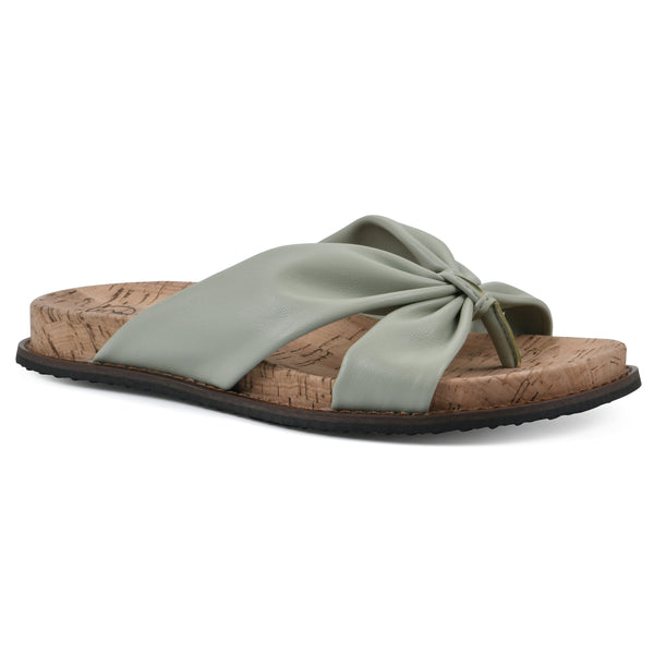 summit by white mountain Malanga Footbeds Sandal - Pale Green Faux Leather