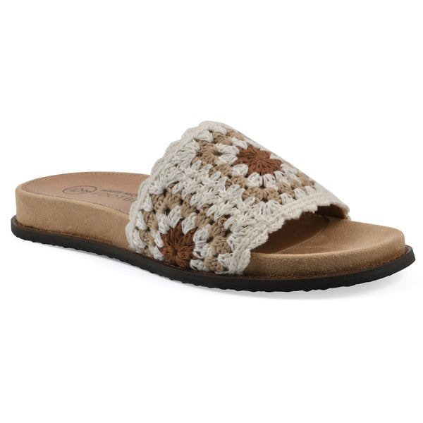 summit by white mountain Maxim Sandal - Cream Multi Fabric