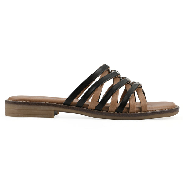 Summit By White Mountain Mazy Sandal - Black Faux Leather