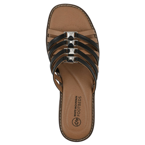 Summit By White Mountain Mazy Sandal - Black Faux Leather