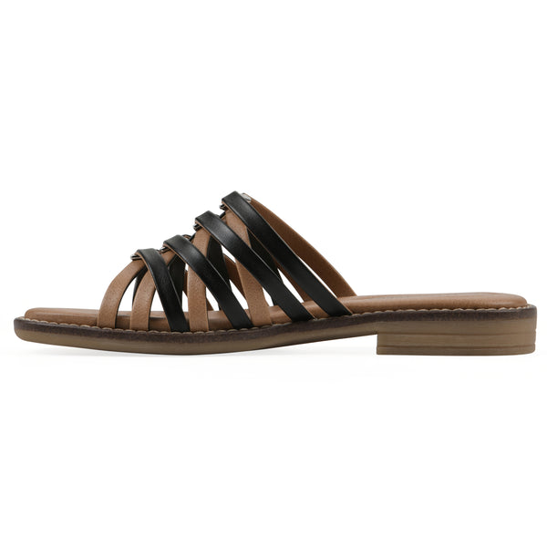 Summit By White Mountain Mazy Sandal - Black Faux Leather