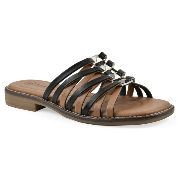 summit by white mountain Mazy Sandal - Black Faux Leather