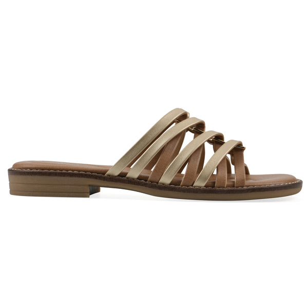 Summit By White Mountain Mazy Sandal - Gold Metallic Faux Leather