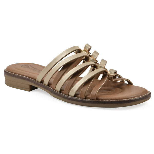summit by white mountain Mazy Sandal - Gold Metallic Faux Leather