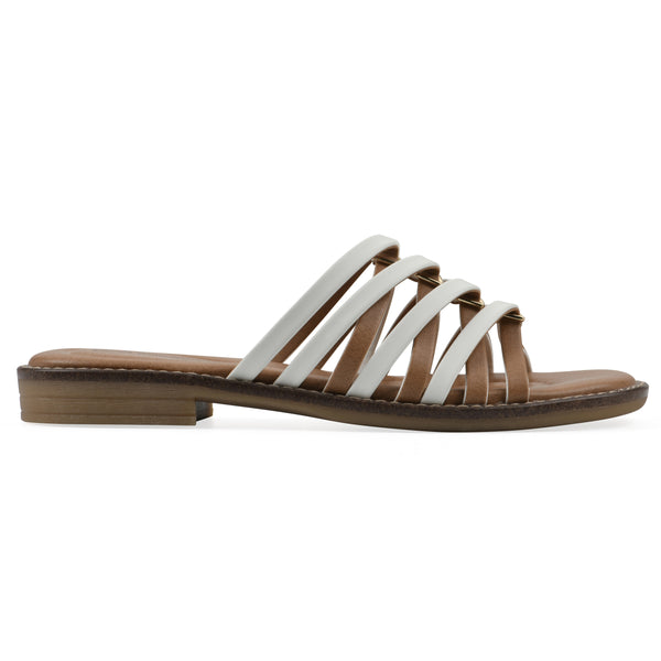 Summit By White Mountain Mazy Sandal - White Faux Leather