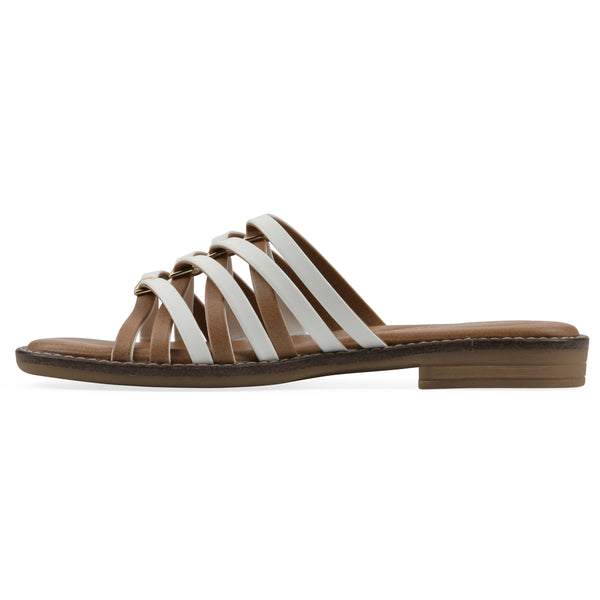 Summit By White Mountain Mazy Sandal - White Faux Leather