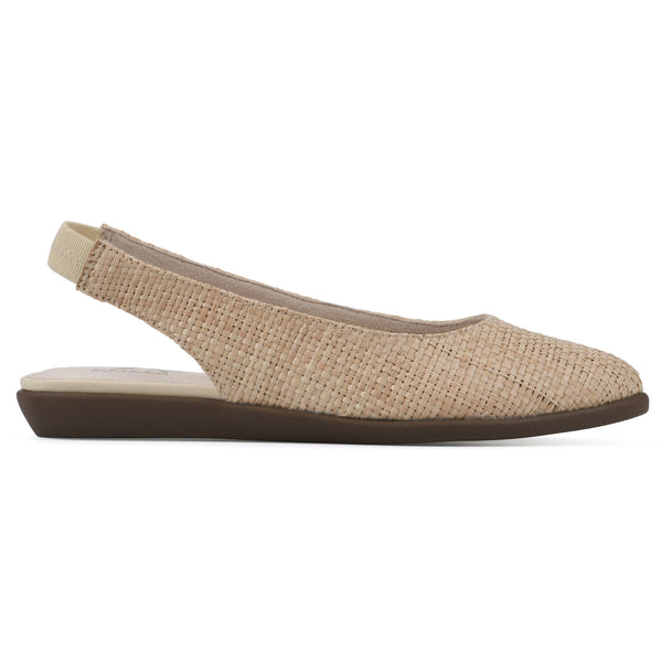 Summit By White Mountain Memory Slingback Flat - Beige Raffia