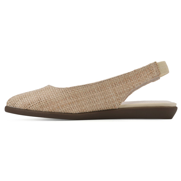Summit By White Mountain Memory Slingback Flat - Beige Raffia