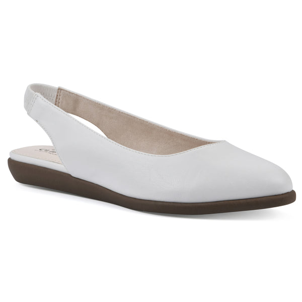 summit by white mountain Memory Slingback Flat - White