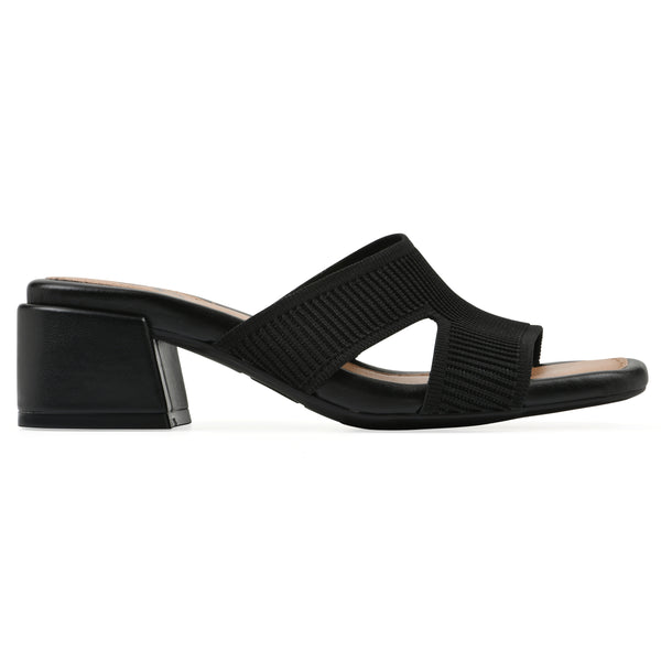Summit By White Mountain Milled Heeled Sandal - Black Fabric
