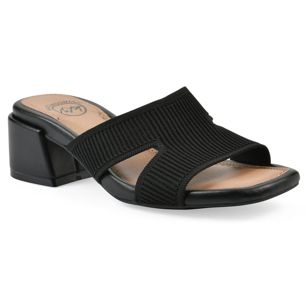 summit by white mountain Milled Heeled Sandal - Black Fabric