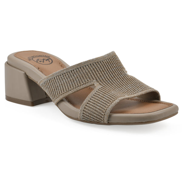 summit by white mountain Milled Heeled Sandal - Gold Fabric