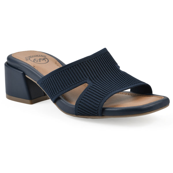summit by white mountain Milled Heeled Sandal - Navy Fabric