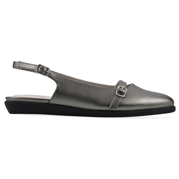 Summit By White Mountain Miloni Slingback Flat - Pewter Metallic