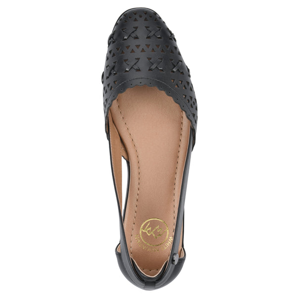 Summit By White Mountain Nobler Flat - Black Faux Leather