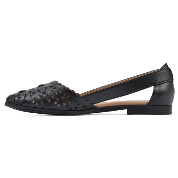 Summit By White Mountain Nobler Flat - Black Faux Leather