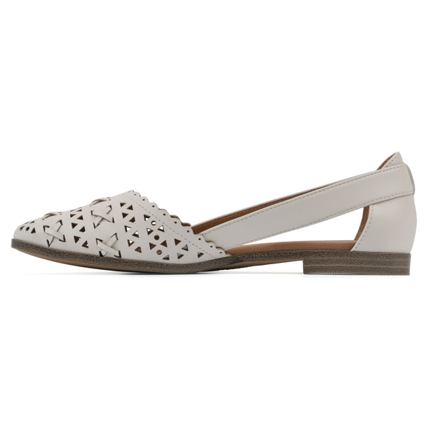 Summit By White Mountain Nobler Flat - Eggshell Faux Leather