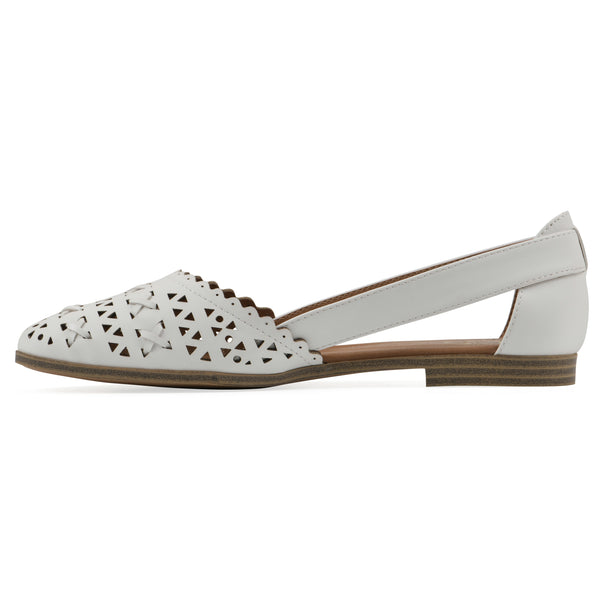 Summit By White Mountain Nobler Flat - White Faux Leather