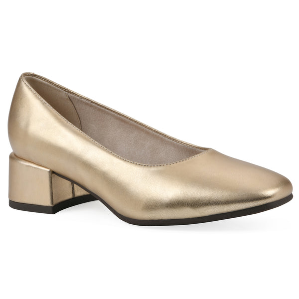 summit by white mountain Quintesa Heel - Light Gold Metallic