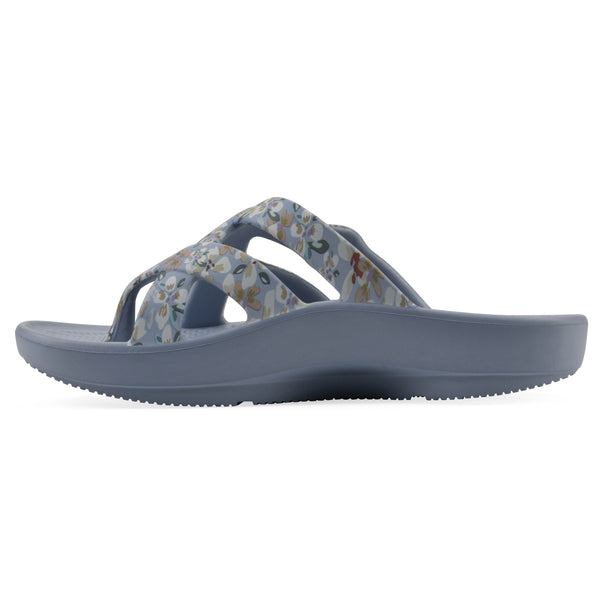 Summit By White Mountain Rip Recovery Sandal - Blue Floral Print