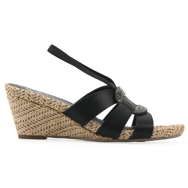 Summit By White Mountain Atavi Wedge Sandal - Black