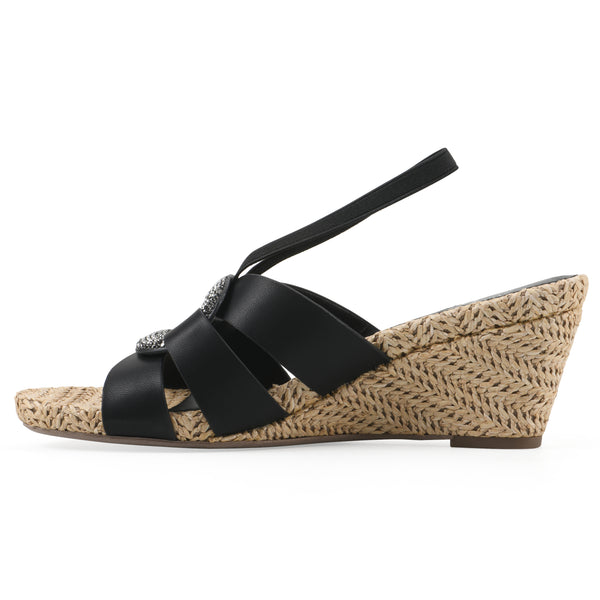 Summit By White Mountain Atavi Wedge Sandal - Black