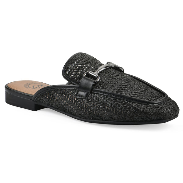 summit by white mountain Bobbin Mule - Black Raffia