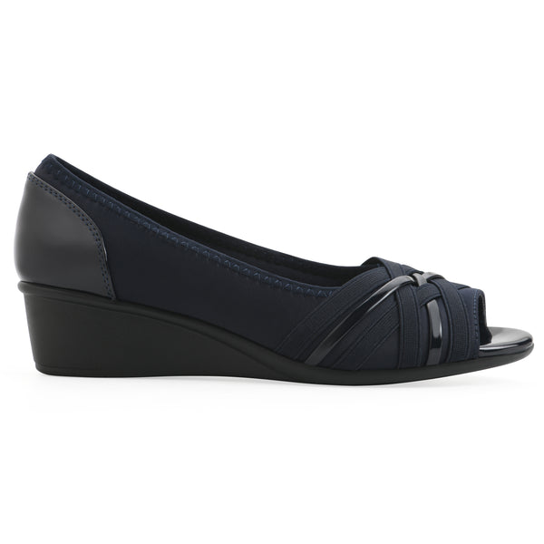 Summit By White Mountain Boldest Wedge - Navy Nylon