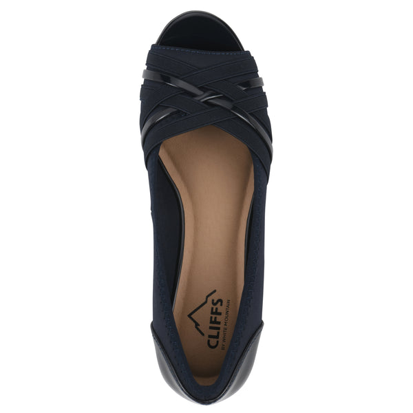 Summit By White Mountain Boldest Wedge - Navy Nylon