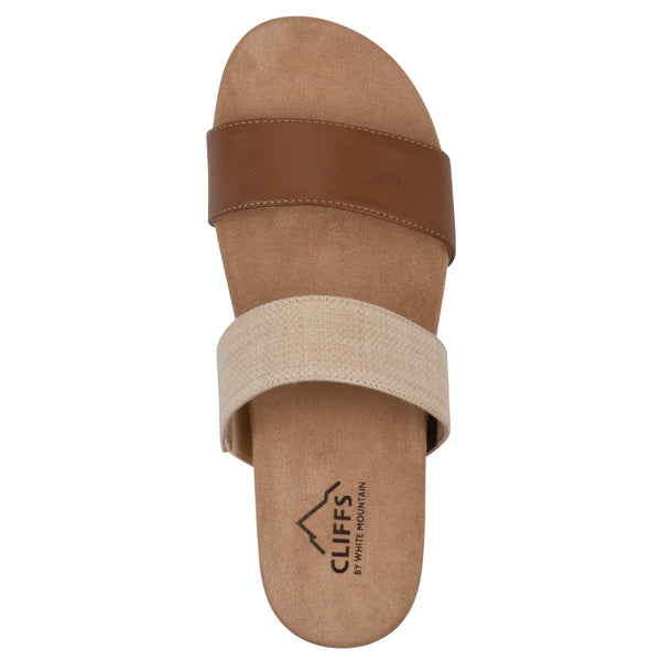 Summit By White Mountain Tahlie Sandal - Tan Woven And Brown Raffia